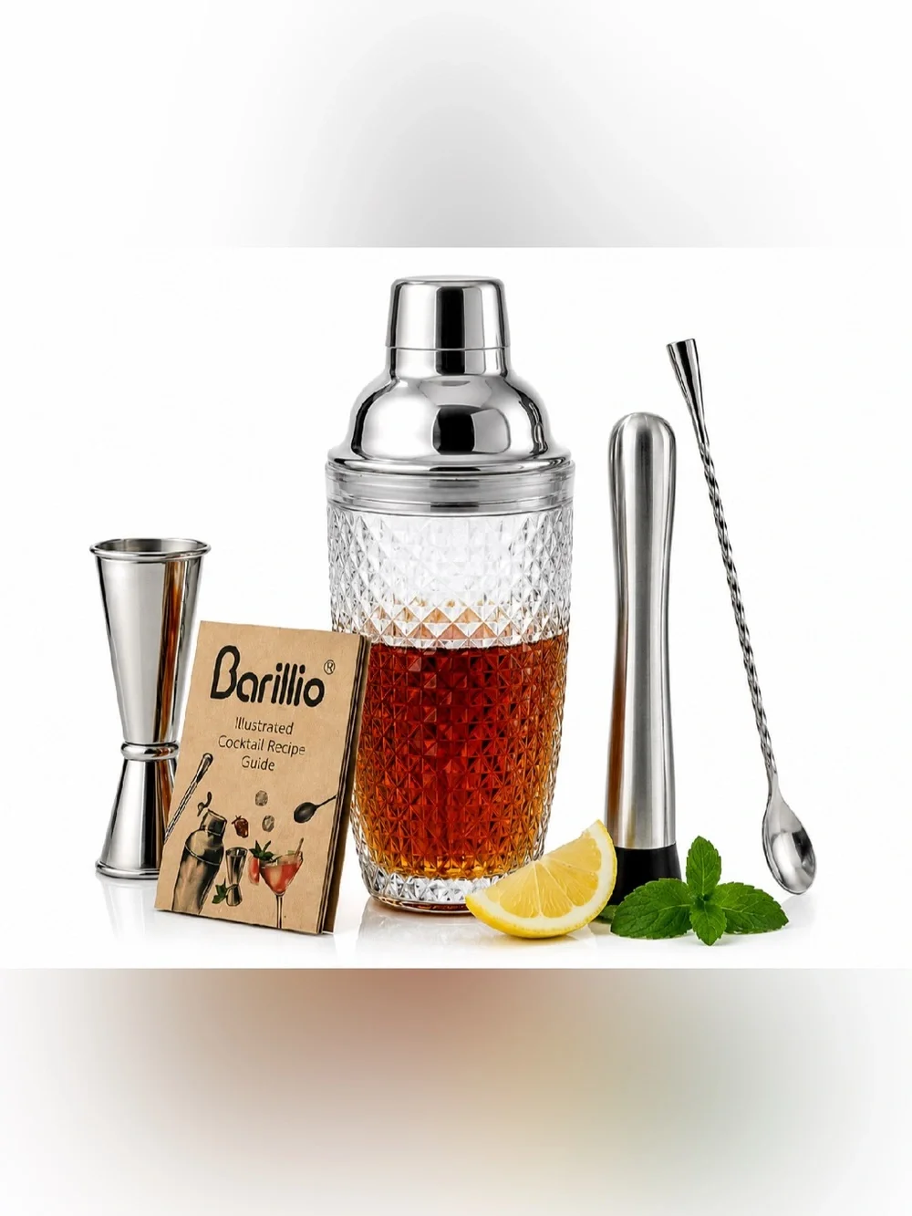 Silver & Clear Cocktail Shaker Set